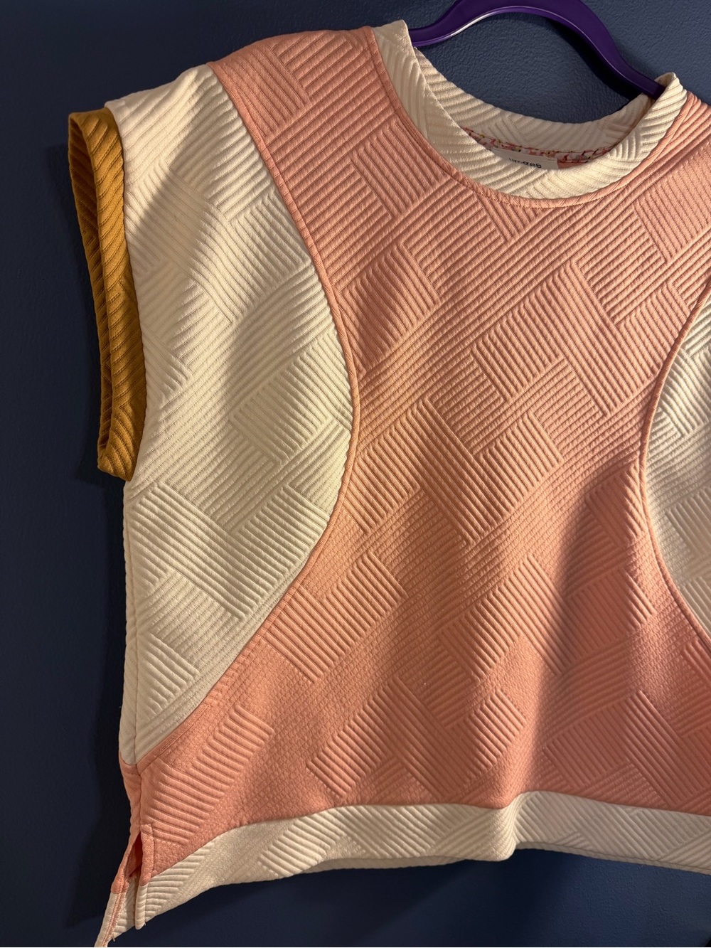 Umgee Colorblock Textured Top Small - Picture 2 of 5